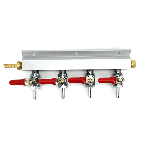 Gaasijaotur 4-osaline 1/4" 6mm voolikuotsikutega