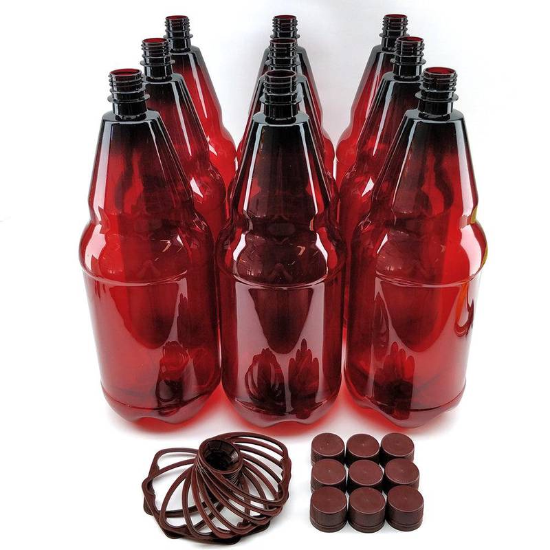 Pudel 2500ml PET pruun keeratavate korkide ja sangadega (9tk)
