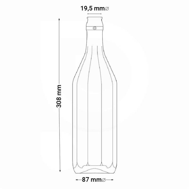 Gerippte Flasche 1L – 20 Stück Packung