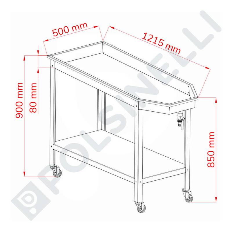 Abtropftisch 1200x500 mit Regal Edelstahl