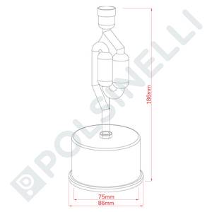 Fermentacijos vožtuvas 2 burbulų su guminiu kamšteliu ∅75mm