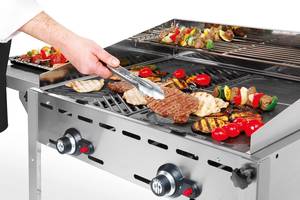 Dujinis grilis Green Fire 2-degiklių HENDI Profi Line emaliuotas ketaus GN 1/1 kepimo plokštė ir grotelė 11,6kW 740×615×825mm