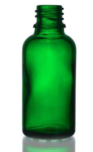Klaaspudel Apteek 30ml roheline 18mm korgile