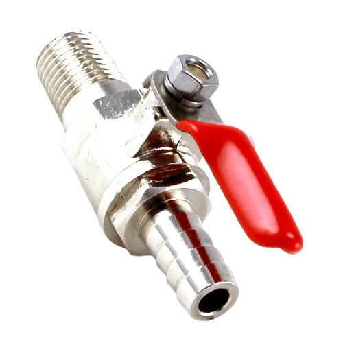 Kulventil 1/4" NPT x 6,35mm med slangnippel med backventil