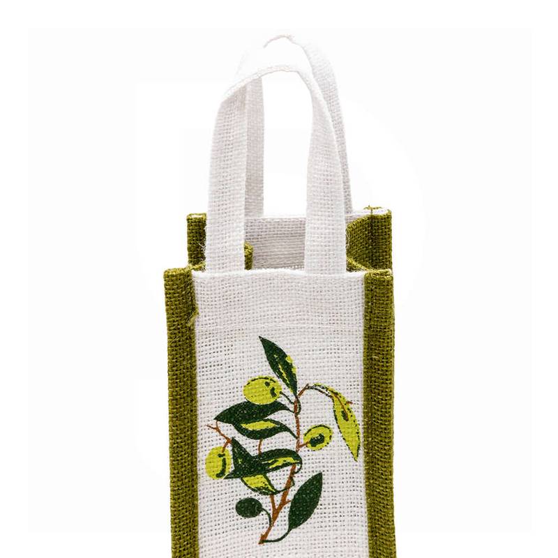 Bärpåse för vin 1 flaska jute olivdesign (5st)