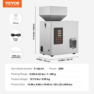 Automatic VEVOR 1-100g powder dispenser-filling machine