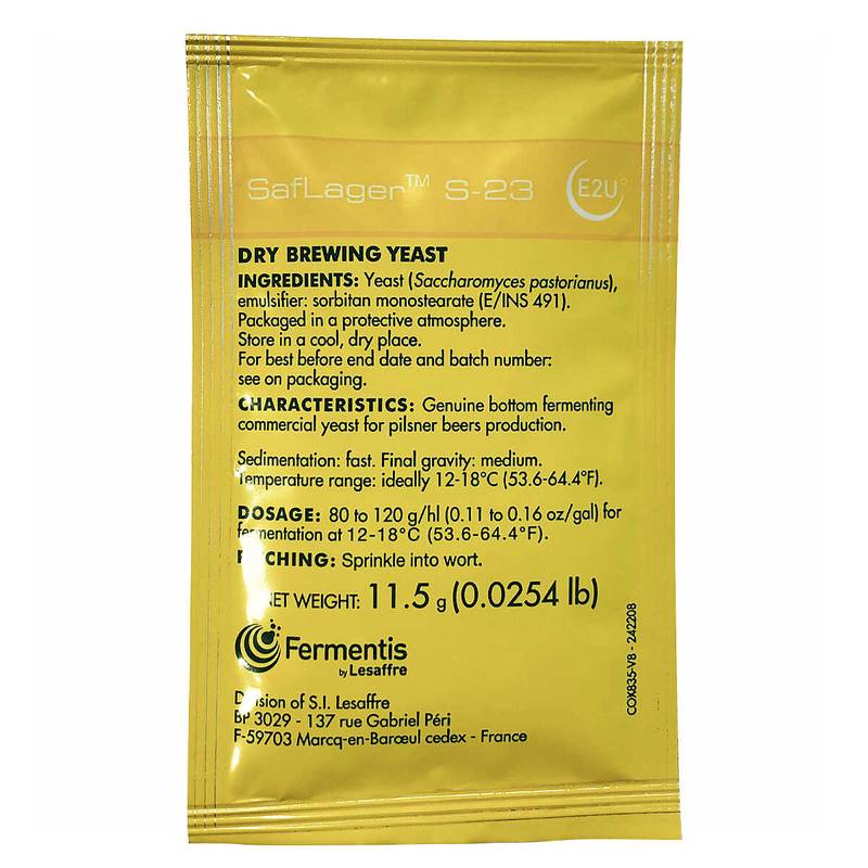 Dried brewing yeast SafLager S-23 11.5g Fermentis