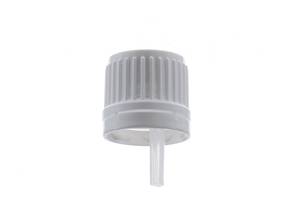 Dropper PP-lock i vitt med en säkerhetsring dia 18/410- dispenserdroppar av HDPE naturlig