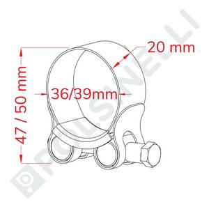 Slangklämma 36-39mm rostfritt stål