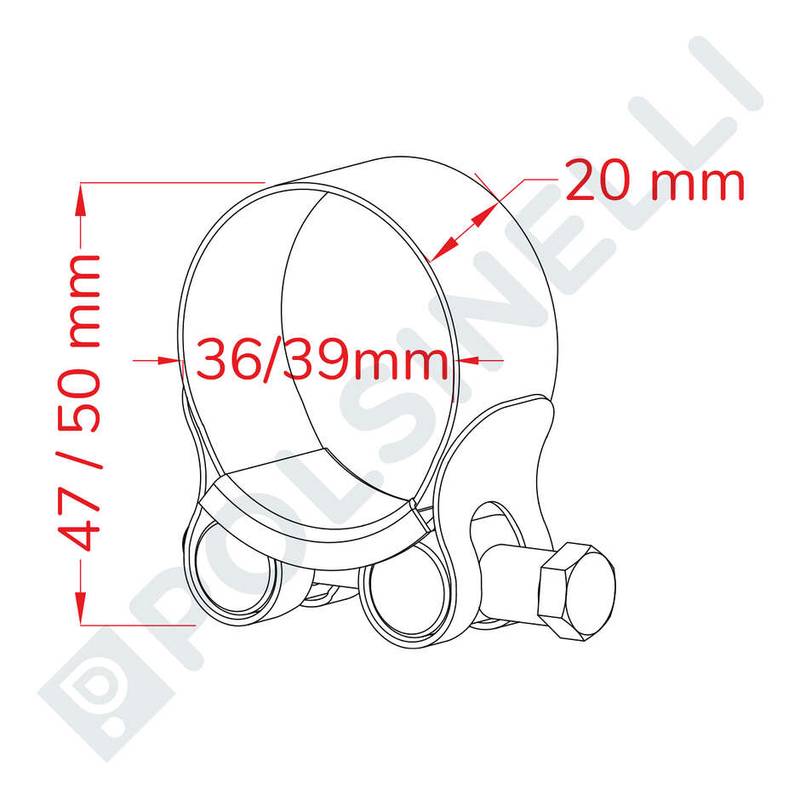Slangklämma 36-39mm rostfritt stål