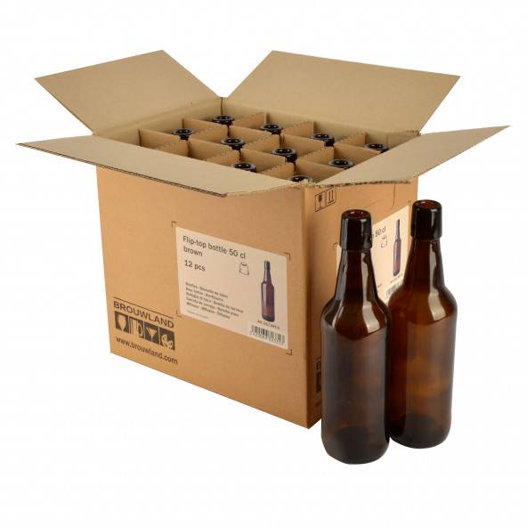Flip-top flaska 50cl brun utan flip-top box