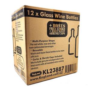 Flaschenset 750ml (12 Stück) Wein mit Korken und Schrumpfhülsen