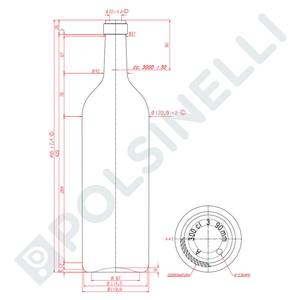 Stikla pudele 3L "Magnum Bordolese" Uvag