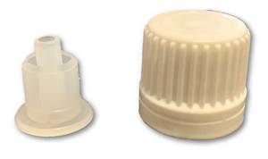 Dropper PP-lock i vitt med en säkerhetsring dia 18/410- dispenserdroppar av HDPE naturlig