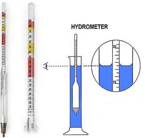 Hydrometer with 3 scales: density/sugar/alcohol