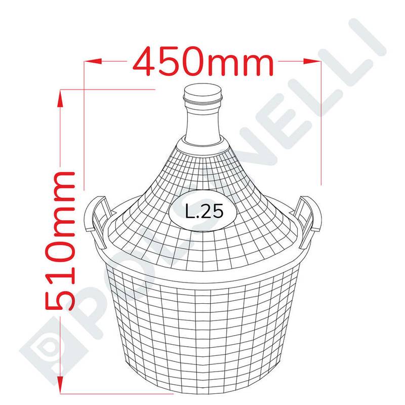 Glasflasche 25L mit Korb