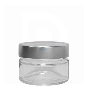 Glass jar 106ml – silver high flip cap (24pcs)