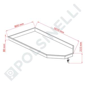 Avrinningsbord 1600x800 rostfritt stål