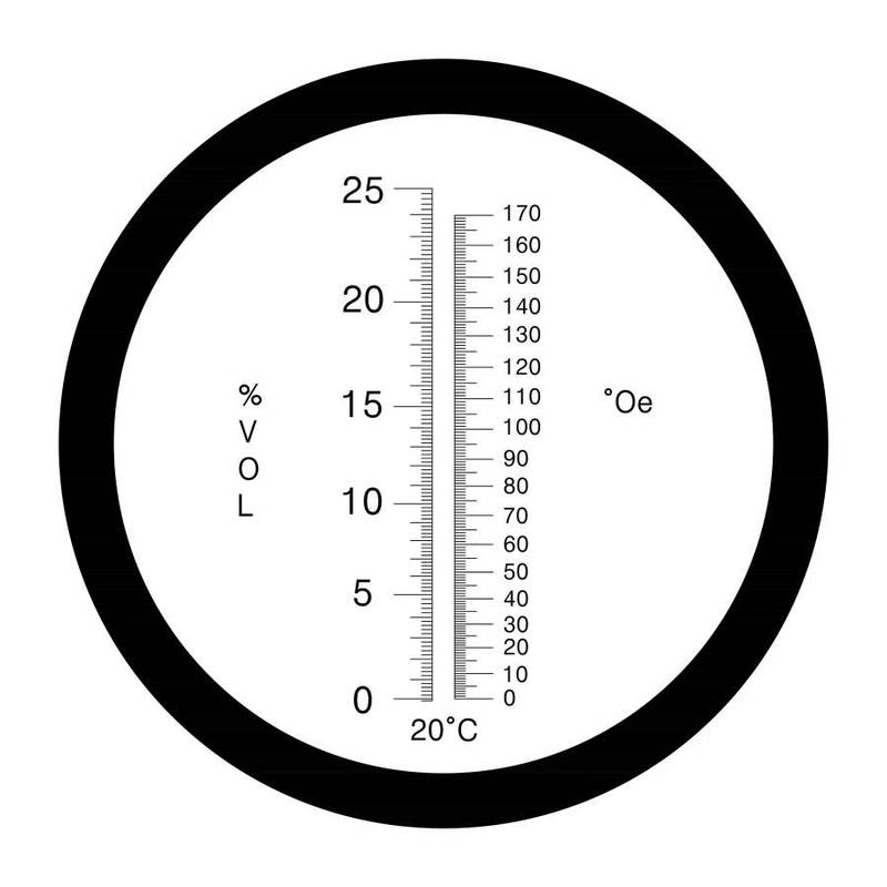 Refraktometrs vīnam alk. 0-25% + cukurs 0-170°Oe