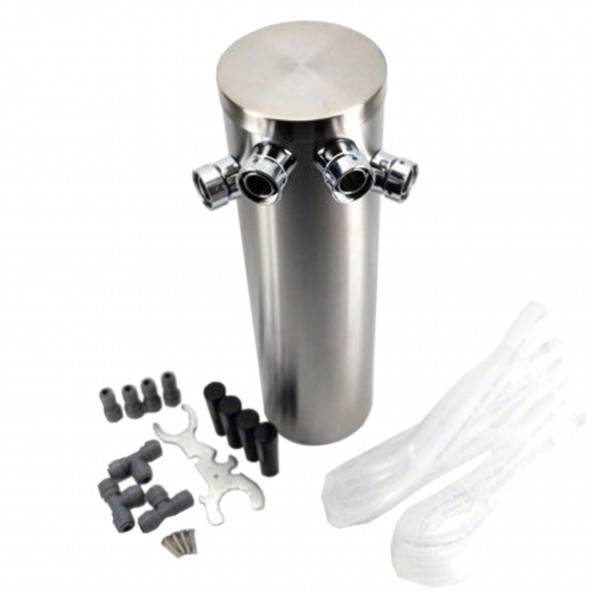 Quadruple beer tap tower brushed stainless steel
