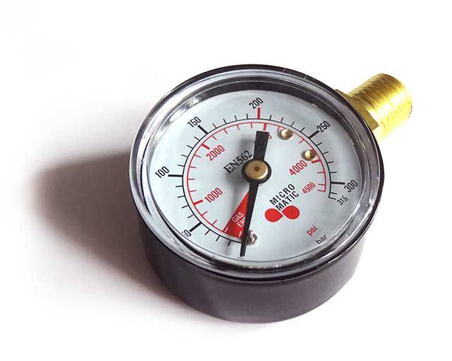 Painemittari CO2/N2 0-300bar 1/4" kierre