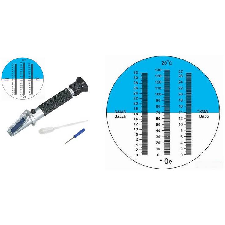 Refraktometri viini sokeri 0-170°Oe/Brix 0-32%/KMW 0-25kg