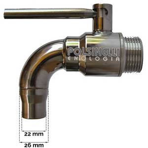 Ball valve 1" with long outlet stainless steel