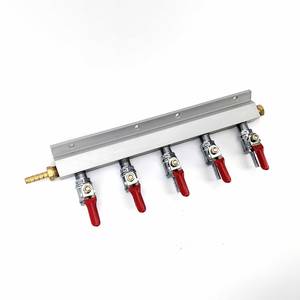 Gas manifold 5-way 1/4" with 6mm barbs
