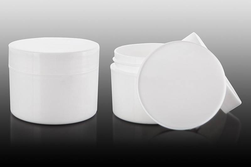 Kunststofftiegel 50 ml, doppelwandig, weiß (undurchsichtig)