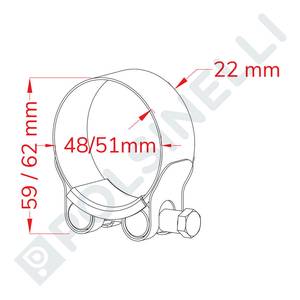 Voolikuklamber 48-51mm lai roostevaba AISI 304