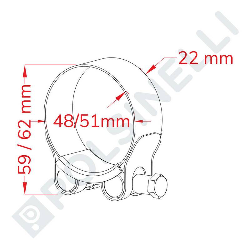 Voolikuklamber 48-51mm lai roostevaba AISI 304