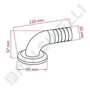 Bogen 40mm für 30mm Schlauchtülle Garolla Edelstahl