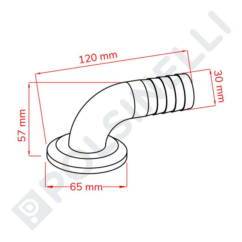 Bogen 40mm für 30mm Schlauchtülle Garolla Edelstahl