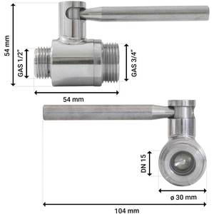 Kuulkraan 1/2"x3/4" VK/VK roostevaba teras