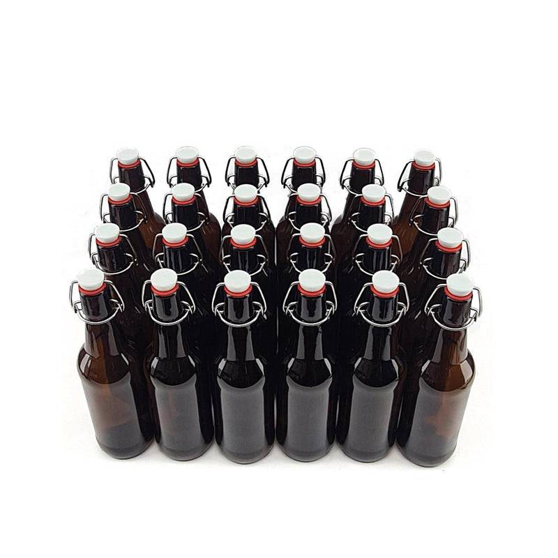 Klaaspudel 500ml kaldkorgiga pruun PP korgi ja silikoontihendig (24tk)