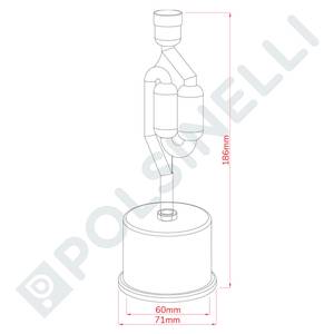 Fermentacijos vožtuvas 2 burbulų su guminiu kamšteliu ∅60mm