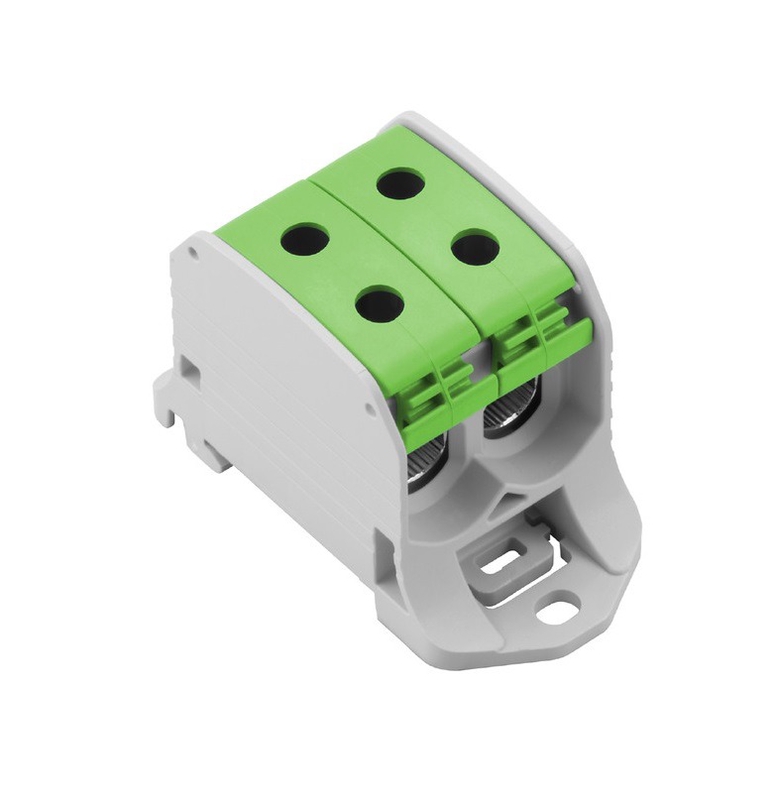 WPD 230 2X50/2X50 GN Al/Cu roheline üleminekuklemm, 1 poolus, 4 lõpupunkti, 50 mm², 1000V, 120A, kinnitus: DIN-liist/montaažiplaat