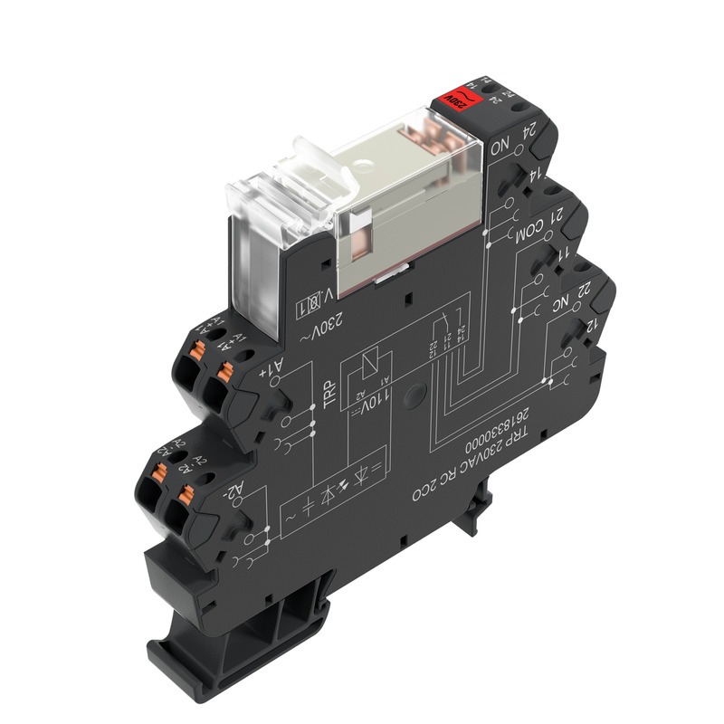 TRP 230VAC RC 2CO TERMSERIES, Releemoodul, Kontaktide arv: 2, CO kontakt AgNi, Nimijuhtpinge: 230 V AC ±5 %, Pidevvool: 8 A, PUSH IN, Testnupp saadaval: ei