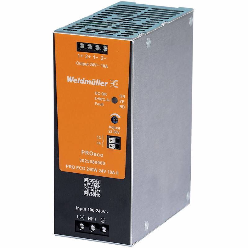 PRO ECO 240W 24V 10A II Toiteplokk, 1-faasiline, 24VDC, -25 °C...70 °C, PROeco-seeria