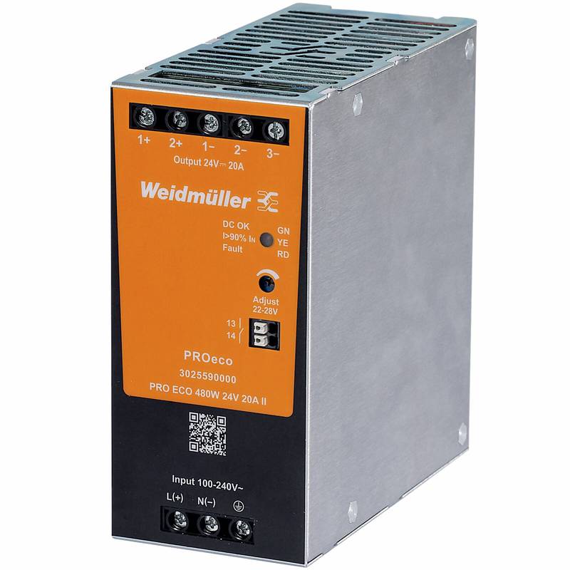 PRO ECO 480W 24V 20A II Toiteplokk, 1-faasiline, 24VDC, -25 °C...70 °C, PROeco-seeria