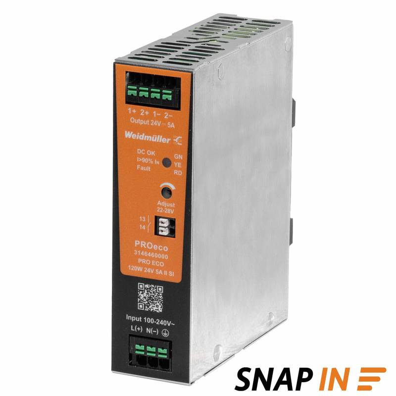 PRO ECO 120W 24V 5A II SI Toiteplokk, 1-faasiline, 24VDC, -25 °C...70 °C, PROeco-seeria