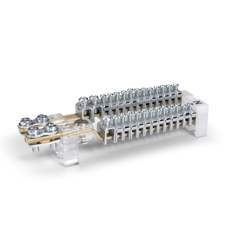 Cu, N 1x16mm² + 12x6mm², PE 2x16mm² + 12x6mm², N-ja PE-latid 500V. Lahutatavad