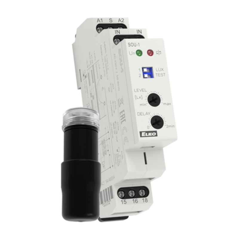 SOU-1/UNI+SENSOR Hämararelee valgusanduriga AC/DC 12-240V