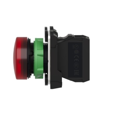 Punane täielik pilootlamp Ø22 tavaobjektiiv integreeritud LED-iga 110...120V