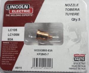 Lincoln Electric LC105 Nozzle 80A (Pack of 5) KP2845-7 W03X0893-63A thumbnail