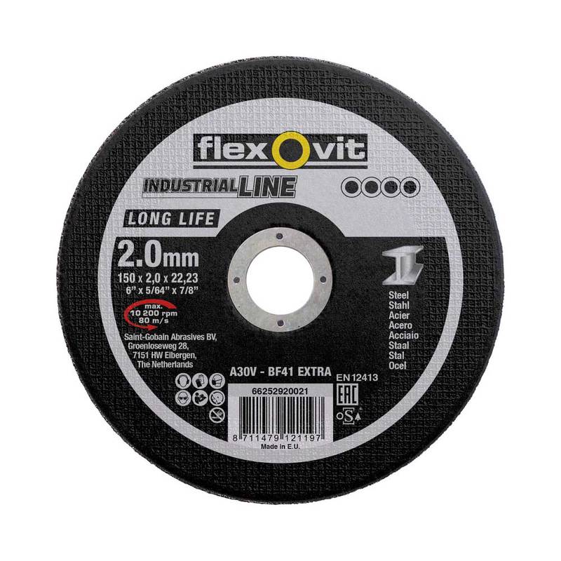FLAT CUTTING OFF WHEEL ANGLE GRINDER FLEXOVIT LONG LIFE-METAL-150X2X22.23
