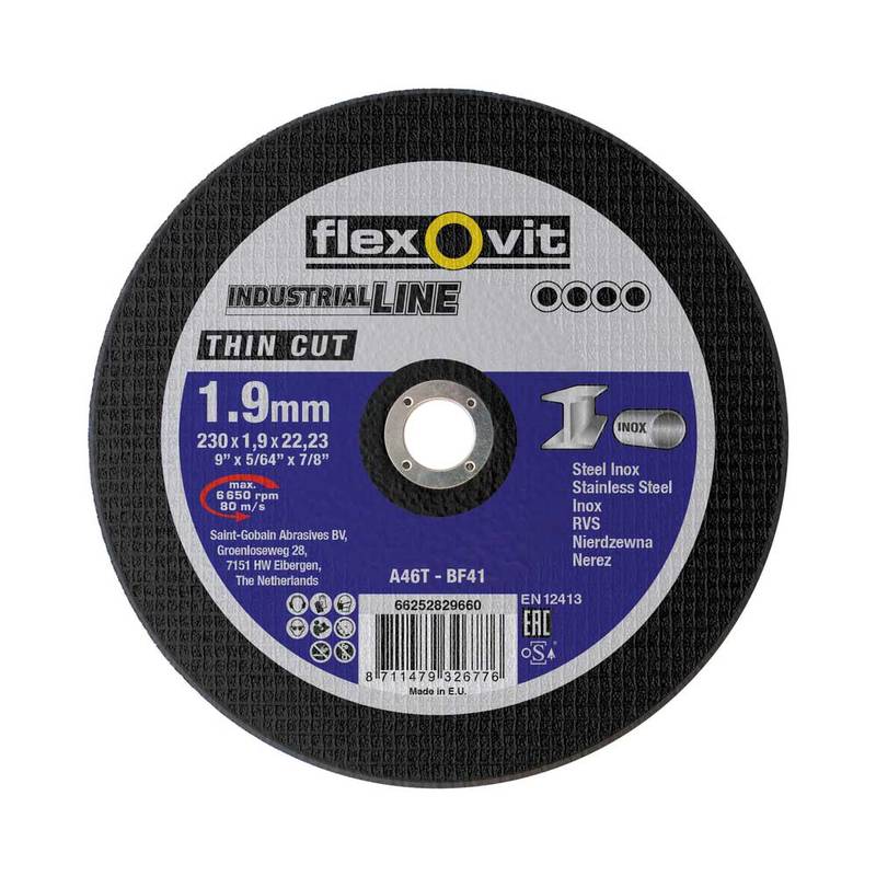CUTTING DISC FLAT THIN CUT INOX A46T 230x1,9x22,23 T41