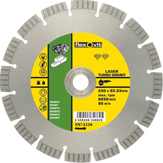 Diamond cutting disc, 230 x 15 x 3 x 22.23mm, Laser Turbo