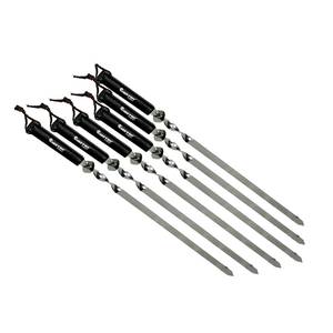 BBQ skewer set 6pcs. with natural black wooden handle, stainless steel, 60 cm