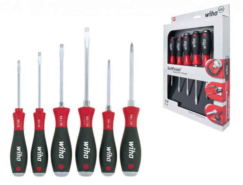 Screwdriver set 530HK6 SoftFinish® Slotted, Phillips hexagonal blade and solid steel cap, 6-pcs.